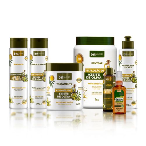 Kit Linha Completa Explosão de Azeite de Oliva | bn.Cachos Kit Linha Completa Explosão de Azeite de Oliva | bn.Cachos